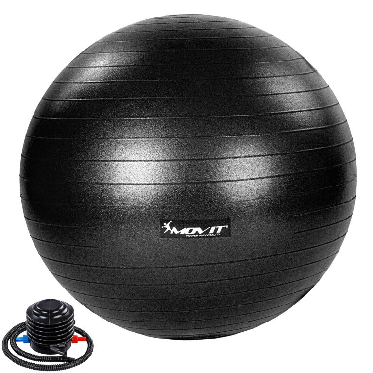 MOVIT Gymnastický míč s nožní pumpou, 55 cm, černý
