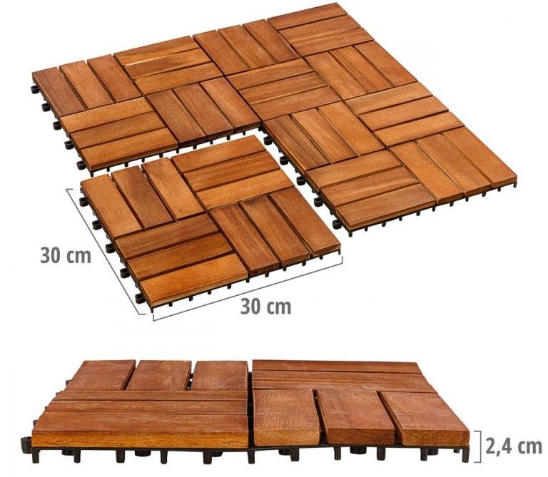 STILISTA Dřevěné dlaždice, mozaika 4 x 3, akát, 1 m²