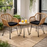 Balkonový set 2 křesla a stolek z polyratanu