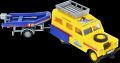 Stavebnice Monti 63 Land Rover-vlek s loďkou/člunem 1:35 v krabici 22x15x6cm