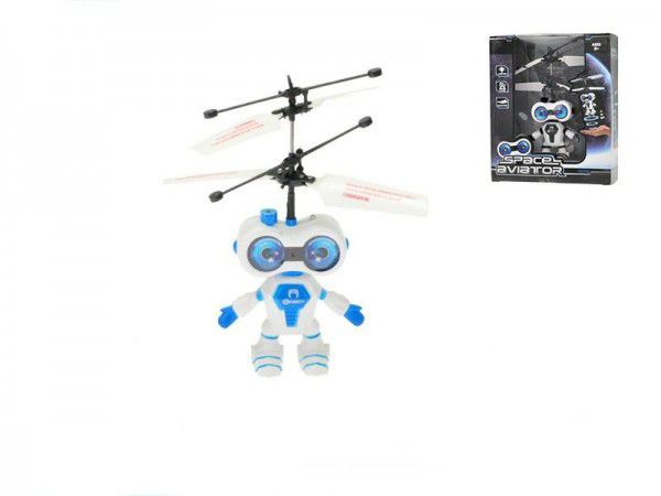 Vrtulník robot 15cm reagující na pohyb ruky USB nabíjecím kabelem se světlem 2barvy v krabičce
