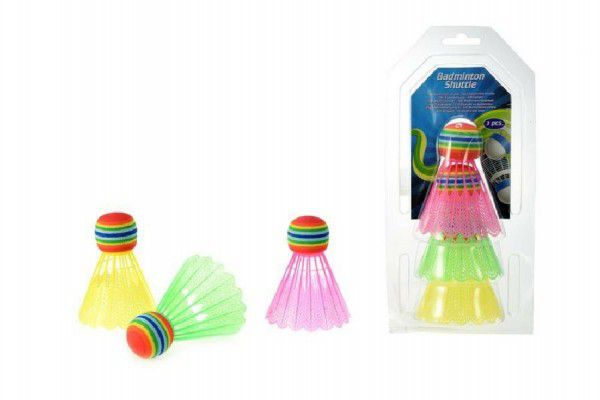 Míčky/Košíčky na badminton barevné plast 3ks na kartě