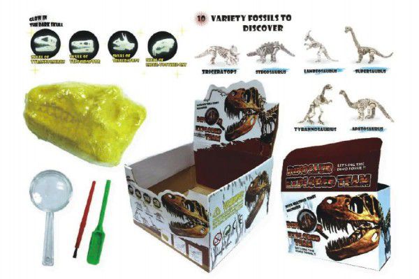 Sada archeolog Dinosaurus svítící ve tmě asst v krabičce 12x8x4cm