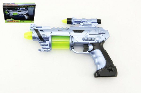 Pistole laserová plast 26cm na baterie se zvukem se světlem v krabici