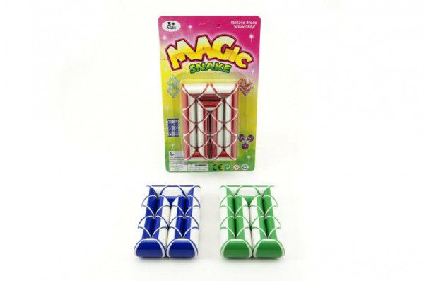 Magický had hlavolam plast asst 3 barvy na kartě 14x24x3cm