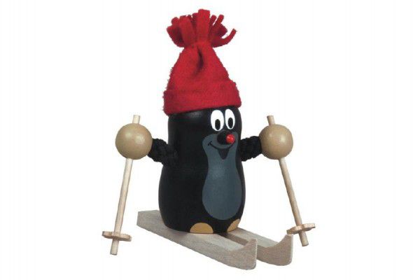 Krtek na lyžích figurka 10cm dřevo v sáčku