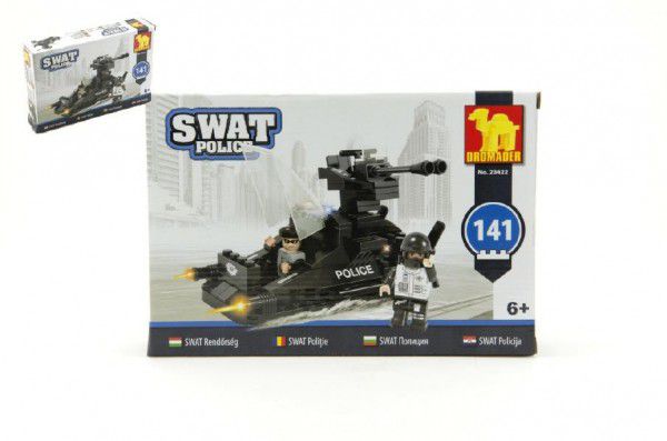 Stavebnice Dromader SWAT Policie Člun 141ks plast v krabici 22x15x5cm