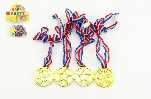 Medaile průměr 4cm 4ks plast v sáčku