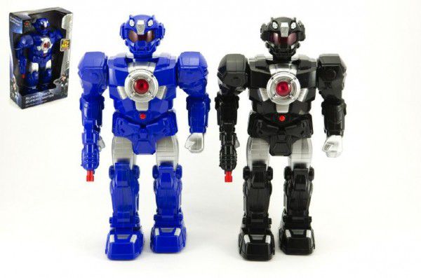 Super robot plast 38x19x10cm na baterie se zvukem se světlem asst 2 barvy v krabici