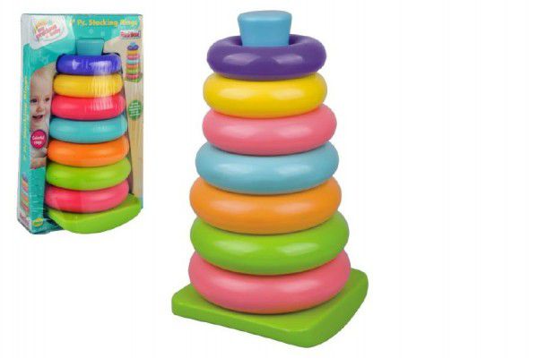 Skládanka pyramida s kroužky 7ks plast 27cm v krabici 6m+