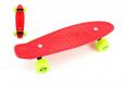 Skateboard - pennyboard 43cm, nosnost 60kg plastové osy, červený, zelená kola