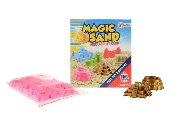Magický písek 1kg + 2 formičky asst 5 barev v krabici 18x20cm