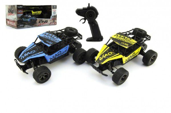Auto RC Buggy plast/kov 20cm s adaptérem na baterie asst 2 barvy v krabici