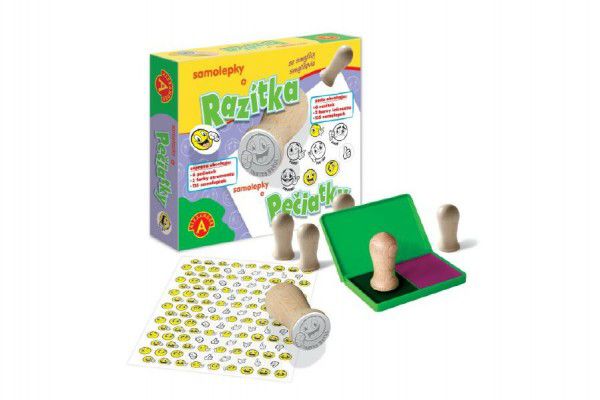Razítka 6ks a samolepky 135ks se smajlíky v krabici 24,5x20,5x5cm
