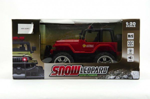 Auto terénní plast RC 22cm na baterie+dobíjecí pack se světlem se zvukem v krabici 31x15x16cm