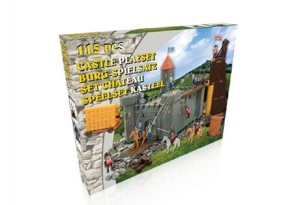 Hrad rytířský plast 115ks s doplňky v krabici 61,5x49x8,5cm