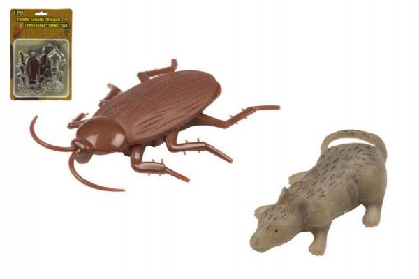 Šváb a myš lezoucí po skle plast 10cm na kartě 15x23cm