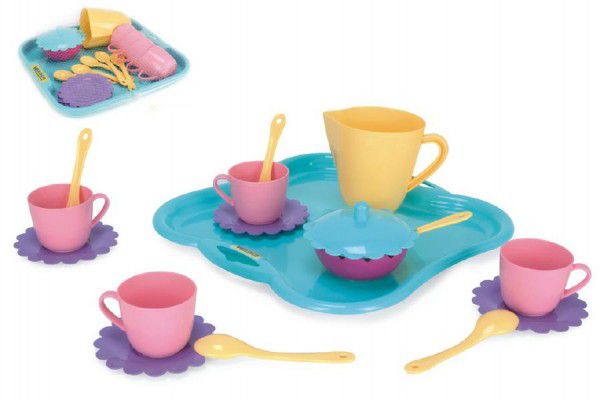 Nádobí + tác plast 17ks v síťce 28x28x9cm 12m+ Wader