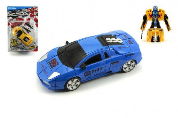 Auto robot/transformer s doplňky plast 16cm asst 2 barvy na kartě