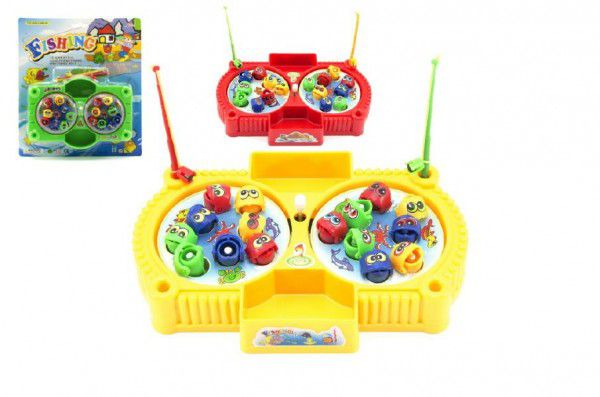 Hra ryby/rybář 16ks + 2 pruty plast 17x12cm na natažení asst 3 barvy na kartě