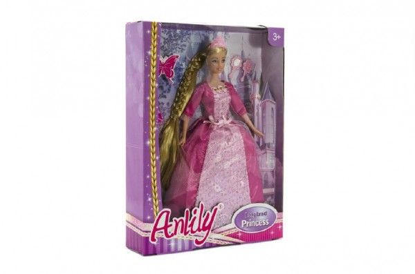 Panenka princezna s dlouhým copem plast 28cm asst 2 barvy v krabici 23x32x7cm