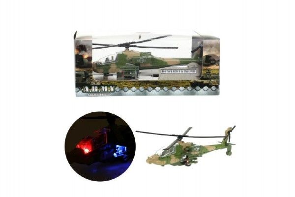 Helikoptéra vojenská plast 18 cm se světlem se zvukem