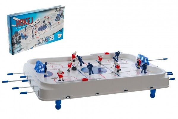 Hokej společenská hra 63x41cm plast/kov kovová táhla v krabici 73x43,5x8,5cm