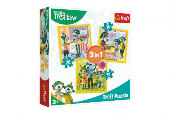 Puzzle 3v1 Rodina Treflíků  v krabici 28 x 28 x 6 cm