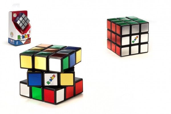 Rubikova kostka hlavolam 3x3x3 Metallic plast v krabici  9x15x6cm
