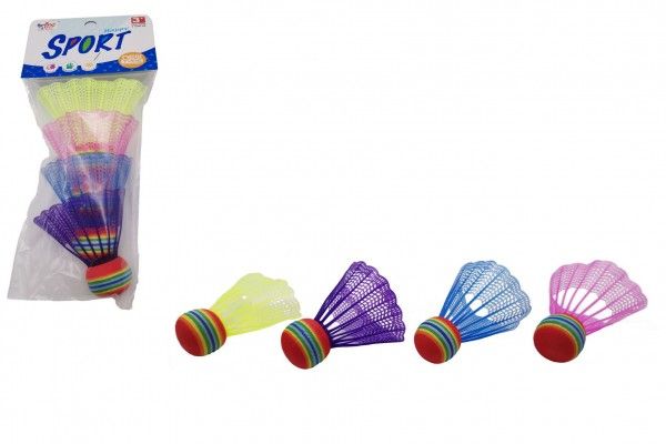 Míčky/Košíčky na badminton barevné 4ks plast v sáčku 10,5x27x5cm