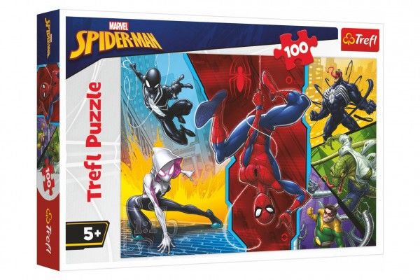 Puzzle Spiderman Marvel - Vzhůru nohama 100 dílků 41x27,5cm v krabici 29x19x4cm