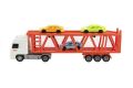 Kamion přepravník + 3 auta plast 33 cm na setrvačník