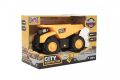 Stavení auto sklápěč 16cm na setrvačník na baterie se světlem se zvukem v krabičce 21x14x11cm