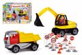 Truckies set stavba plast stavební stroje s figurkami s doplňky v krabici 38x28x10cm 24m+