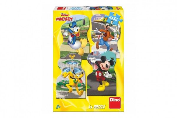 Puzzle Mickey ve městě 4 x 54 dílků v krabici 27 x 19 x 4 cm