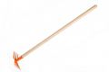 Motyčka oboustranná oranžová s násadou kov/dřevo 80 cm