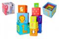 Teddies Skládací věž z kostek s obrázky a čísly, barvy duhy