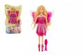 Panenka víla s křídly plast s doplňky 30cm růžová na baterie se světlem v blistru 20x32x7cm