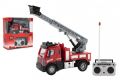 Auto RC nákladní hasiči plast 12cm 27MHz na dálk.ovl. na baterie se světlem v krab. 16x18x8cm