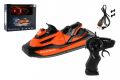 Skútr/člun motorový RC oranžový plast 22cm 2,4GHz na dál. ovl. na baterie+dob. pack v krab. 27x23x10