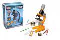 Mikroskop s doplňky plast 15x10cm na baterie se světlem v krabici 19x24x8,5cm