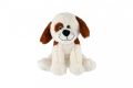 Pes/Pejsek sedící bílo-hnědý plyš 23cm v sáčku 0+