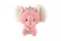 Slon sedící s korunkou plyš 25cm růžový v sáčku 0+
