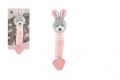 Pískátko/kousátko zajíc plyš 25cm růžový na kartě v sáčku 0+