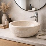 Umyvadlo z přírodního kamene Gemma 516 Ø45 cm Cream