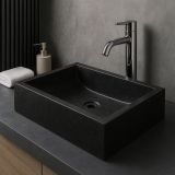 Umyvadlo z leštěného mramoru, 55 cm x 40 cm, černé