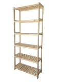Dřevěný regál, 6 polic, 213 x 70 x 33 cm