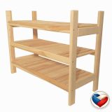 Dřevěný policový regál 3 police 60×64×25 cm, česká výroba