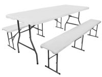 Zahradní skládací stůl - 180 cm + 2 lavice