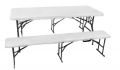 Zahradní skládací stůl, 180 cm + 2 lavice